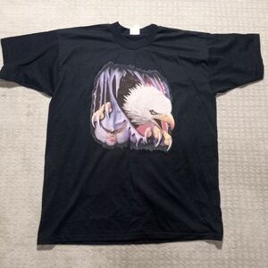 Vintage Fruit Of The Loom Best Rebel Rider Bald Eagle T Shirt Mens Size XL Black